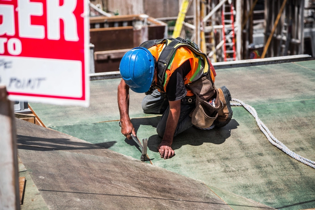 Crew member working on site